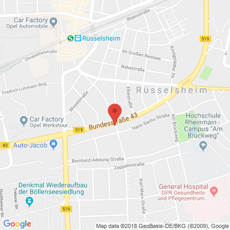 Standort der Tankstelle: ARAL Tankstelle in 65428, Rüsselsheim