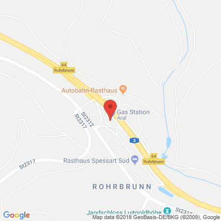 Position der Autogas-Tankstelle: Aral Tankstelle, Bat Spessart Süd in 63879, Weibersbrunn