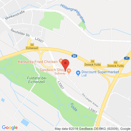 Position der Autogas-Tankstelle: Total Autohof Eichenzell in 36124, Eichenzell