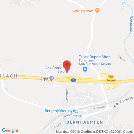 Position der Autogas-Tankstelle: Esso Tankstelle in 83346, Bergen