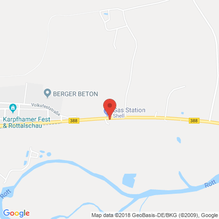 Position der Autogas-Tankstelle: Shell Tankstelle in 94167, Tettenweis