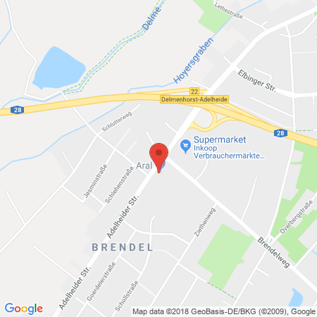 Position der Autogas-Tankstelle: Aral Tankstelle in 27755, Delmenhorst