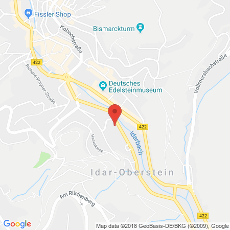 Position der Autogas-Tankstelle: Shell Tankstelle in 55743, Idar-oberstein