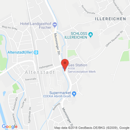 Position der Autogas-Tankstelle: AVIA Tankstelle in 89281, Altenstadt