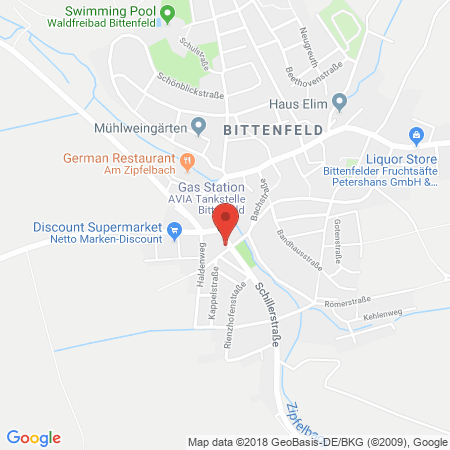 Position der Autogas-Tankstelle: AVIA Tankstelle in 71336, Waiblingen-bittenfeld