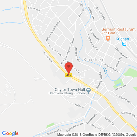 Position der Autogas-Tankstelle: Agip Tankstelle in 73329, Kuchen