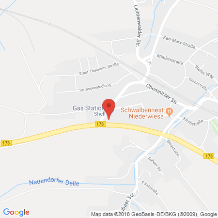 Position der Autogas-Tankstelle: Shell Tankstelle in 09577, Niederwiesa