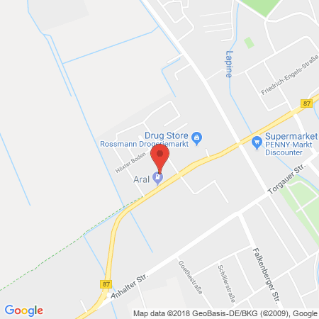 Position der Autogas-Tankstelle: Aral Tankstelle in 04916, Herzberg