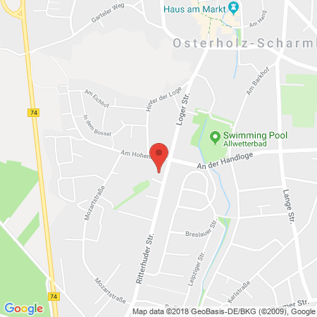 Position der Autogas-Tankstelle: Osterholz Scharmbeck, Ritterhuder Str. in 27711, Osterholz-scharnbeck