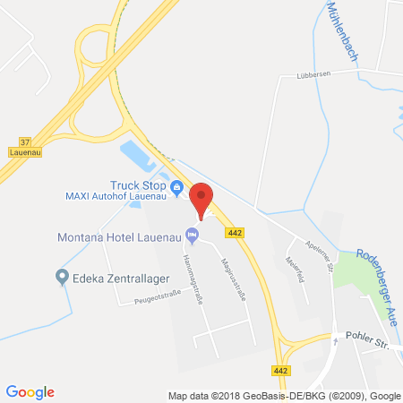 Position der Autogas-Tankstelle: Maxi Autohof Lauenau (Esso) in 31867, Lauenau