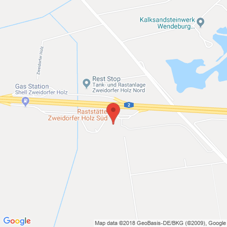 Position der Autogas-Tankstelle: Shell Tankstelle in 38176, Wendeburg