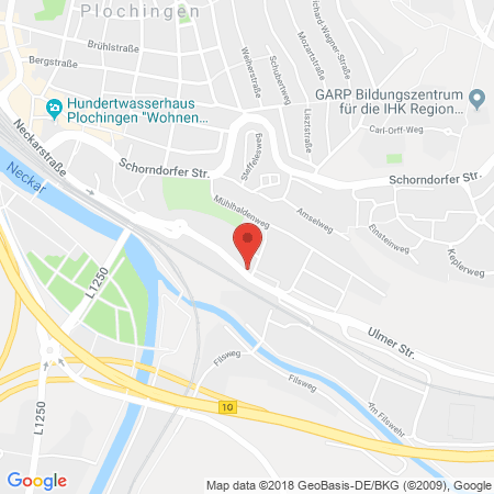 Position der Autogas-Tankstelle: AVIA Tankstelle in 73207, Plochingen