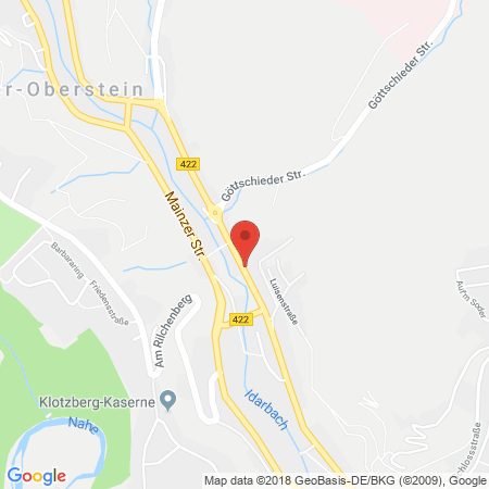 Position der Autogas-Tankstelle: Aral Tankstelle in 55743, Idar-oberstein