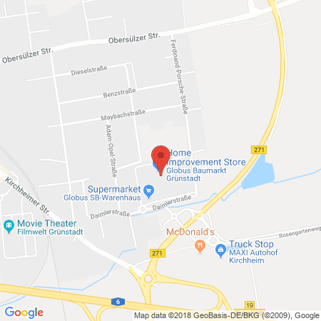 Position der Autogas-Tankstelle: Globus Handelshof Gmbh Und Co. Kg Betriebsstätte Grünstadt in 67269, Grünstadt