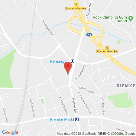 Position der Autogas-Tankstelle: Aral Tankstelle in 44807, Bochum