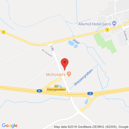 Position der Autogas-Tankstelle: Aral Tankstelle in 39343, Alleringersleben