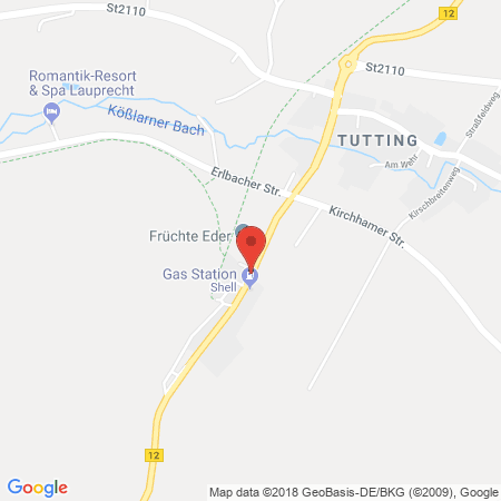 Position der Autogas-Tankstelle: Shell Tankstelle in 94148, Kirchham