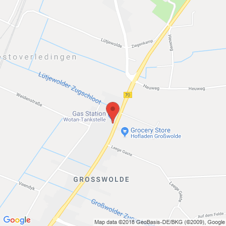 Position der Autogas-Tankstelle: Wotan Westoverledingen in 26810, Westoverledingen
