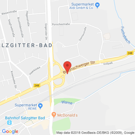 Position der Autogas-Tankstelle: Aral Tankstelle in 38259, Salzgitter