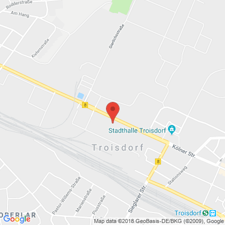 Position der Autogas-Tankstelle: Aral Tankstelle in 53840, Troisdorf