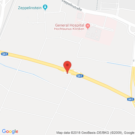 Position der Autogas-Tankstelle: Aral Tankstelle in 61352, Bad Homburg