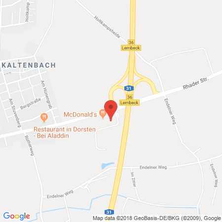 Position der Autogas-Tankstelle: AVIA Tankstelle in 46286, Dorsten