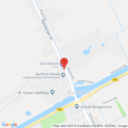 Position der Autogas-Tankstelle: AVIA Tankstelle in 26903, Surwold