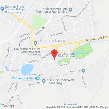 Position der Autogas-Tankstelle: Ronneburg, Friedrichstr. 7 in 07580, Ronneburg
