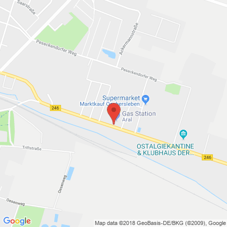 Position der Autogas-Tankstelle: Aral Tankstelle in 39387, Oschersleben