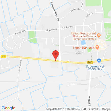 Position der Autogas-Tankstelle: Aral-Tankstelle Schacht in 25836, Garding