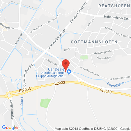 Position der Autogas-Tankstelle: Avia Station Autohaus Horst Langer in 86637, Wertingen