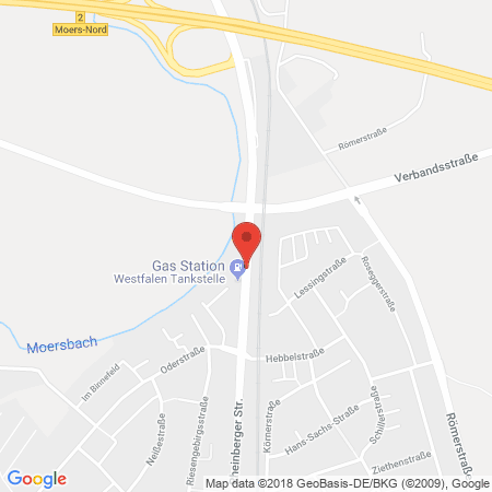 Position der Autogas-Tankstelle: Westfalen-Tankstelle Erwin Engert in 47445, Moers