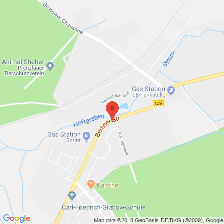 Position der Autogas-Tankstelle: GO-Tankstelle in 17291, Prenzlau