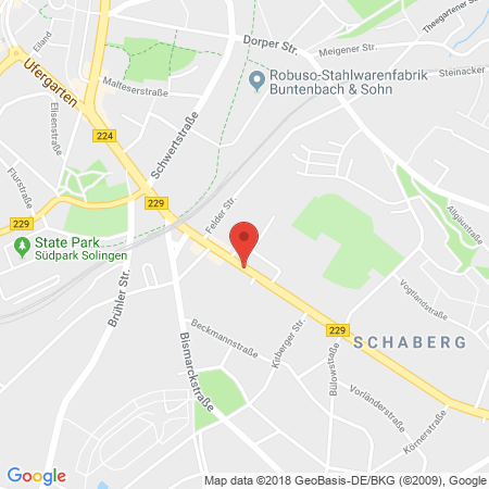 Position der Autogas-Tankstelle: SVG Straßenverkehrsgen. Nordrhein eG in 42659, Solingen
