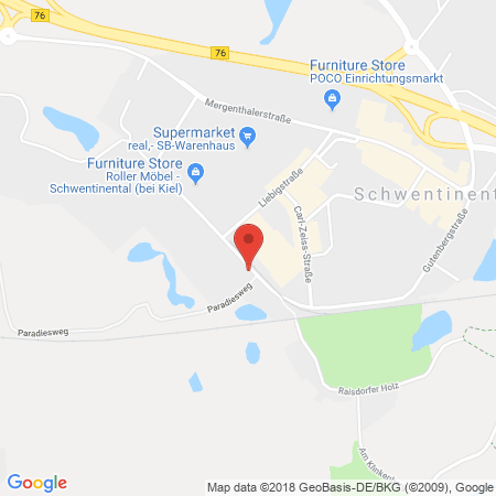 Position der Autogas-Tankstelle: ESSO Schumacher / Ostsee & MV Gas GmbH in 24223, Schwentinental