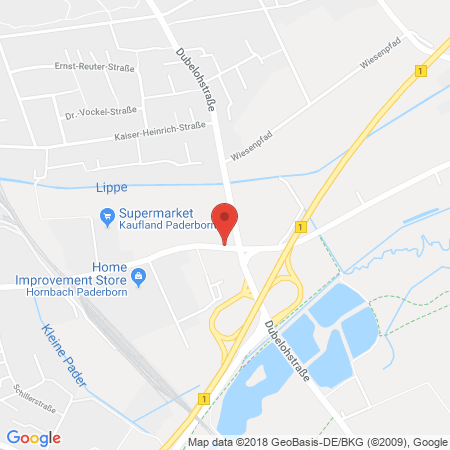 Position der Autogas-Tankstelle: Werkstatt-Treff Lindner in 33104, Paderborn