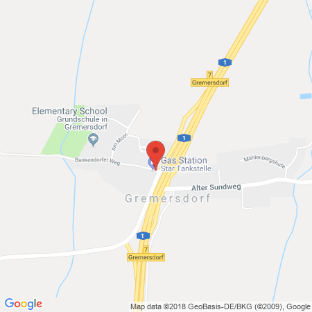 Position der Autogas-Tankstelle: Star Tankstelle in 23758, Gremersdorf