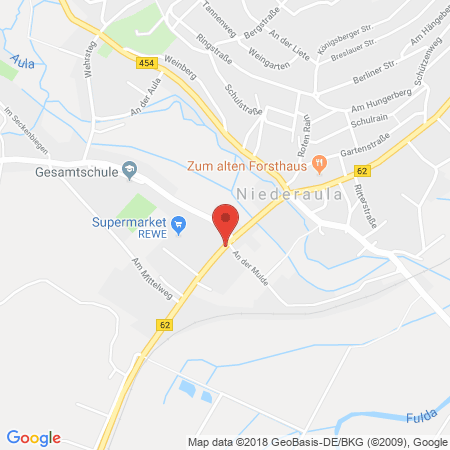 Position der Autogas-Tankstelle: BFT Tankstelle Heinrich Schlitt OHG in 36272, Niederaula