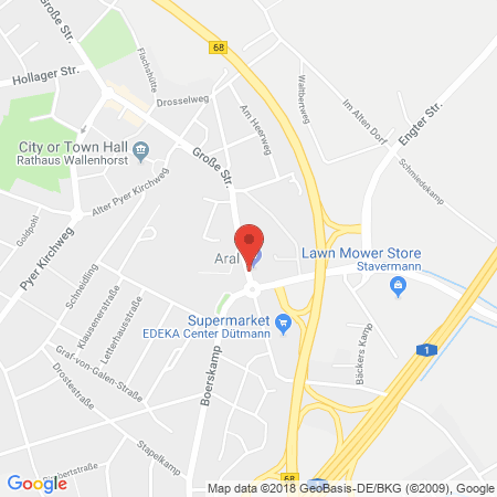 Position der Autogas-Tankstelle: ARAL-Tankstelle Bernhard Barkey in 49134, Wallenhorst