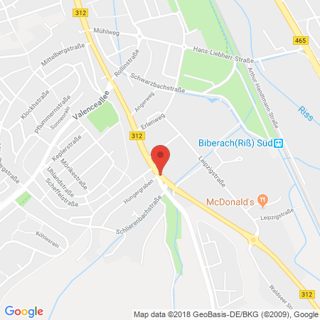 Position der Autogas-Tankstelle: Agip Tankstelle in 88400, Biberach