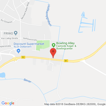 Position der Autogas-Tankstelle: Westfalen-Tankstelle Ingo Bornemann in 48346, Ostbevern