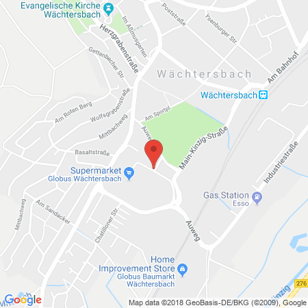 Position der Autogas-Tankstelle: Globus Handelshof St. Wendel GmbH & Co. KG in 63607, Wächtersbach