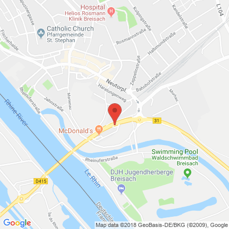Position der Autogas-Tankstelle: Tank Center Europoint in 79206, Breisbach am Rhein
