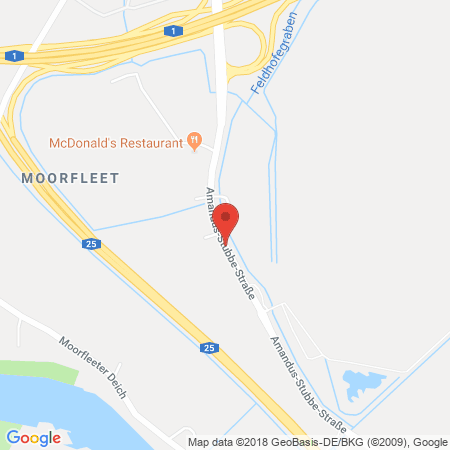 Position der Autogas-Tankstelle: IFC GmbH Aral-Tankstelle in 22113, Hamburg-Moorfleet
