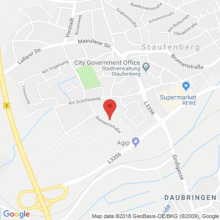 Position der Autogas-Tankstelle: Agip Tankstelle Mengin in 35460, Staufenberg