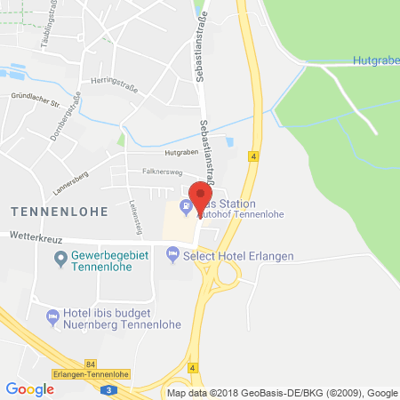 Position der Autogas-Tankstelle: Total Autohof Tennenlohe in 91058, Erlangen-Tennenlohe