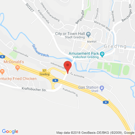 Position der Autogas-Tankstelle: BayWa Tankstelle Guido Rind in 91171, Greding