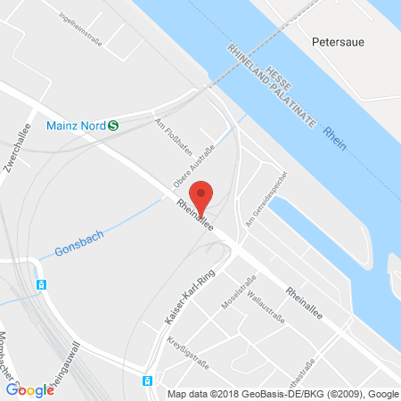 Position der Autogas-Tankstelle: Esso-Station Thelen in 55120, Mainz