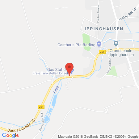 Position der Autogas-Tankstelle: Honsel Tankstelle in 34466, Wolfhagen-Ippinghausen