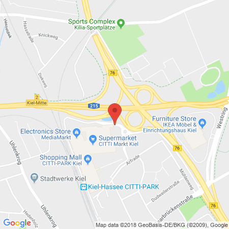 Position der Autogas-Tankstelle: CITTI Tank in 24113, Kiel